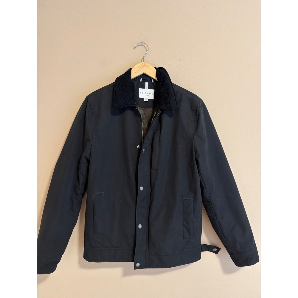 Cole Haan Signature Black Barn Jacket Corduroy Collar Small